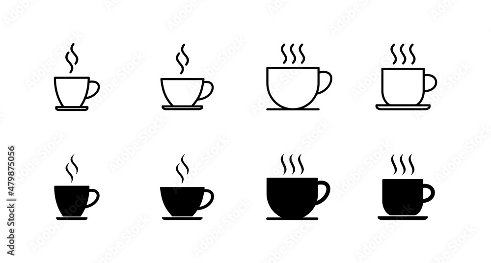 coffee cup icons set. cup a coffee sign and symbol