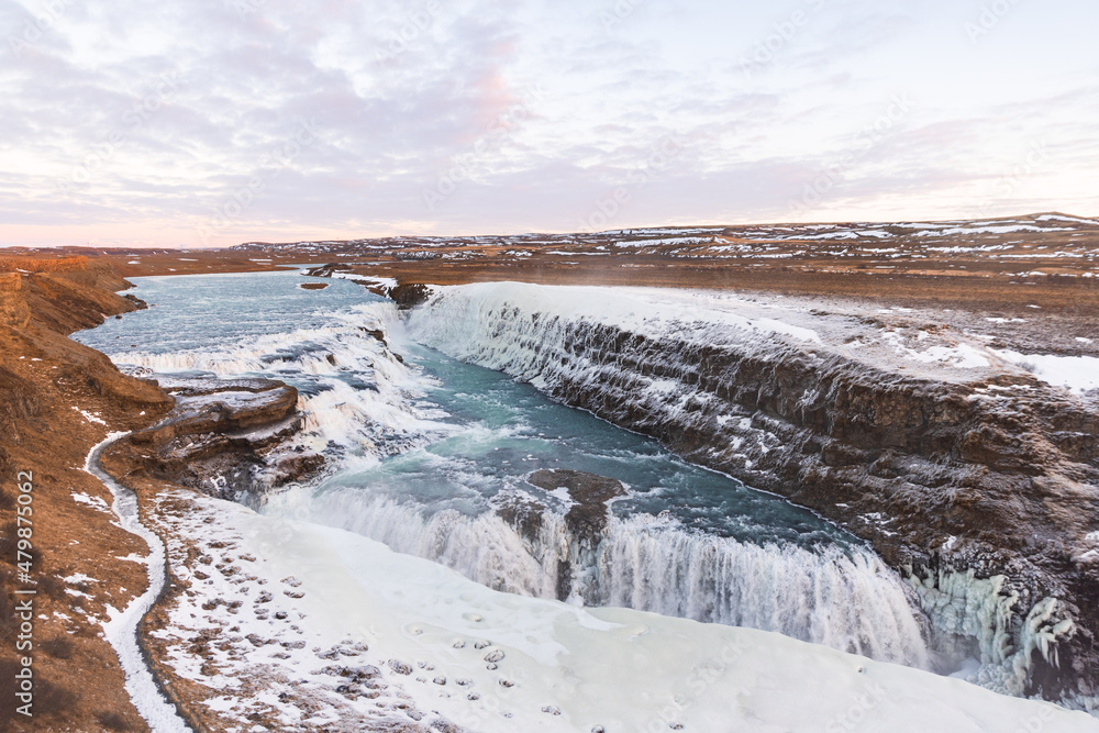 Fototapeta premium Gullfoss Falls in Iceland in winter time