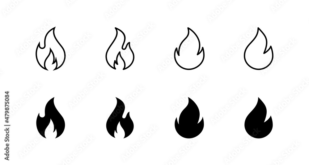 Fire icons set. fire sign and symbol Fire icons set. fire sign and symbol