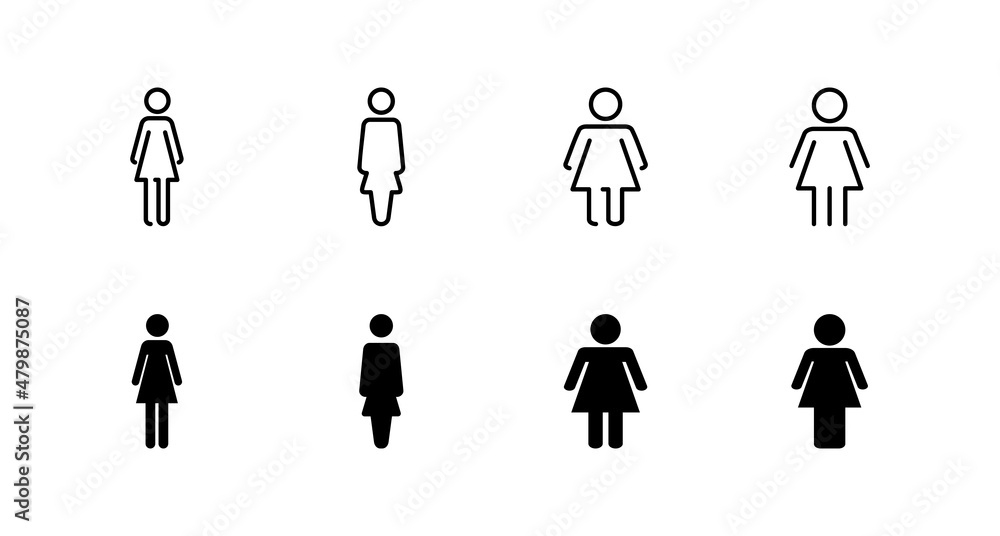 Female icons set. woman sign and symbol
