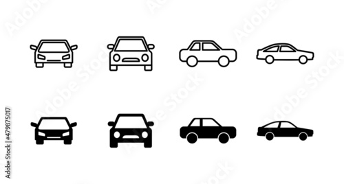 Car icons set. car sign and symbol. small sedan