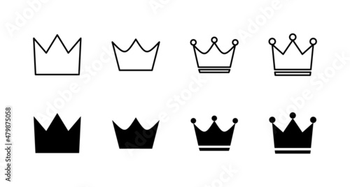 Crown icons set. crown sign and symbol