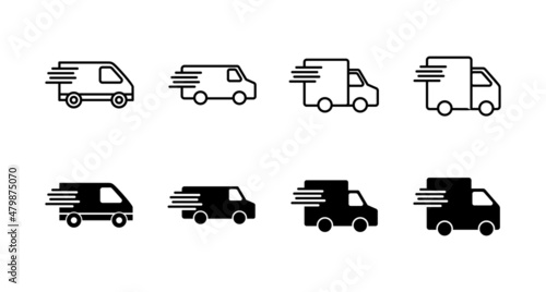 Delivery truck icons set. Delivery truck sign and symbol. Shipping fast delivery icon