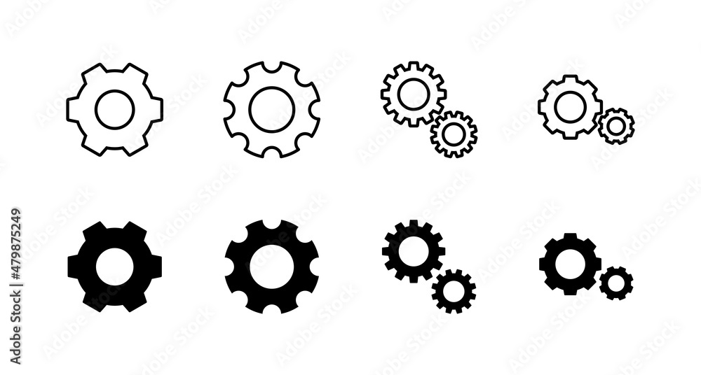 Setting Icons set. Cog Settings sign and symbol. Gear Sign Setting Icons set. Cog Settings sign and symbol. Gear Sign