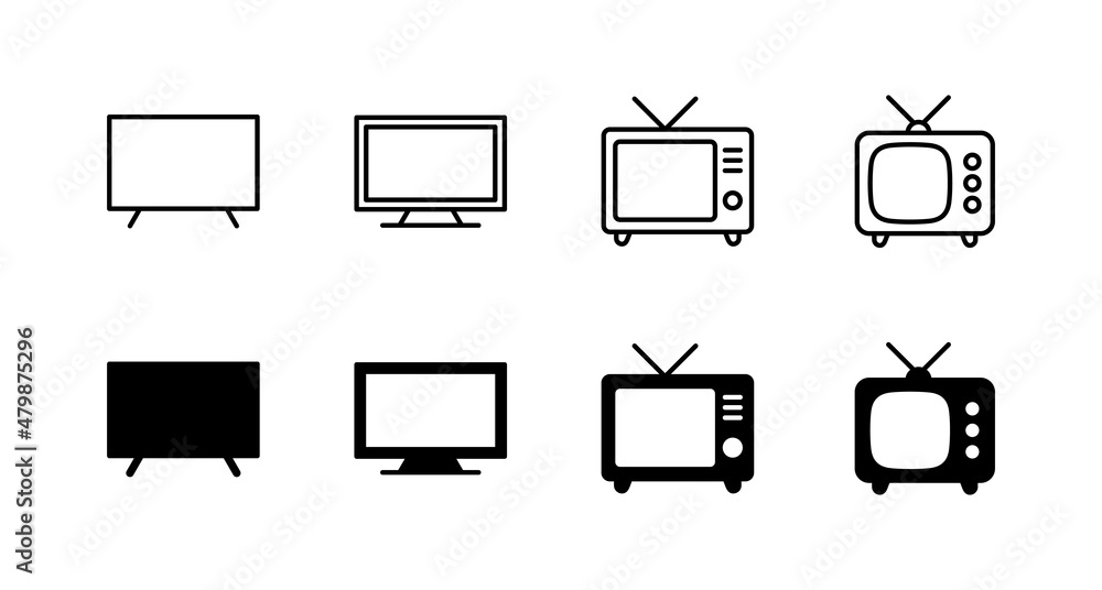 Tv icons set. television sign and symbol Tv icons set. television sign and symbol