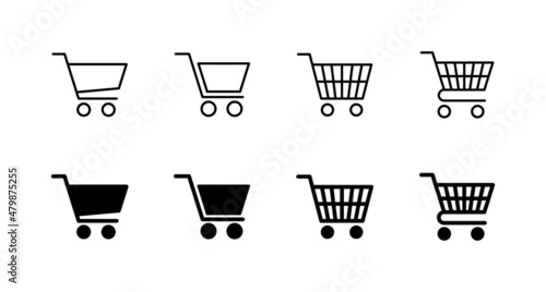 Shopping icons set. Shopping cart sign and symbol. Trolley icon