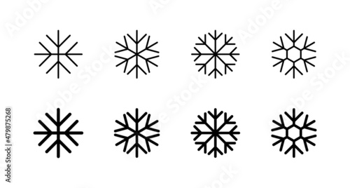 Snow icons set. snowflake sign and symbol