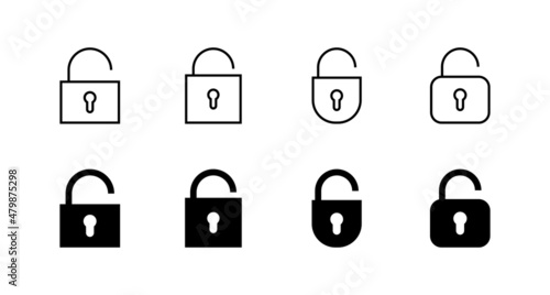 Unlock icons set. Unlock sign and symbol. unlocked padlock icon