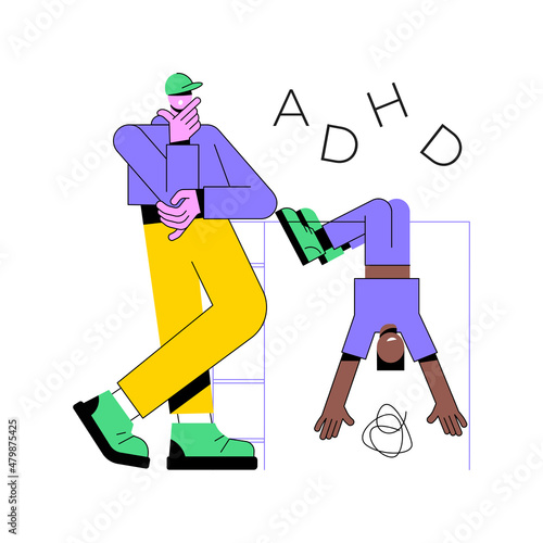 Attention deficit hyperactivity disorder abstract concept vector illustration. Developmental disorder, hyperactivity, attention deficit syndrome, impulsive behavior, ADHD abstract metaphor.