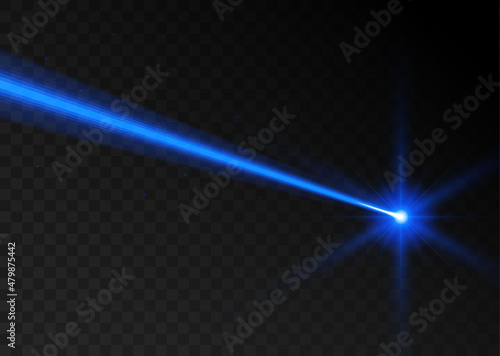 Laser beam blue light. Vector laser beam line ray glow effect energy