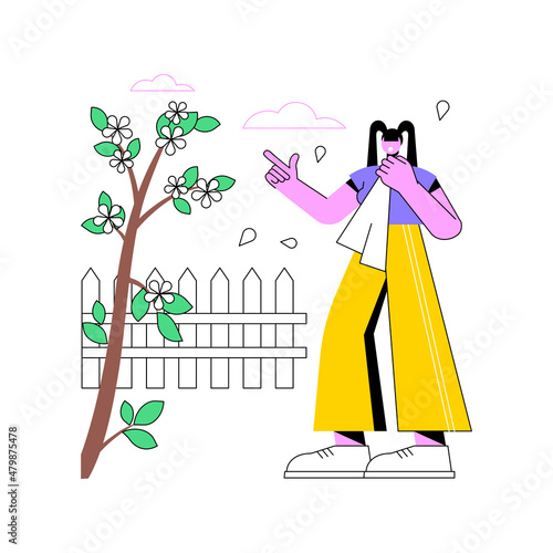 Seasonal allergy abstract concept vector illustration. Pollen allergy immunotherapy, allergic disease diagnostics, seasonal allergy test, nasal congestion, specialist counseling abstract metaphor.