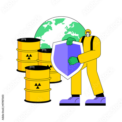 Safe storage of waste abstract concept vector illustration. Chemical waste management, hazardous material storage, safe container, sorting and recycling, dangerous substance abstract metaphor.