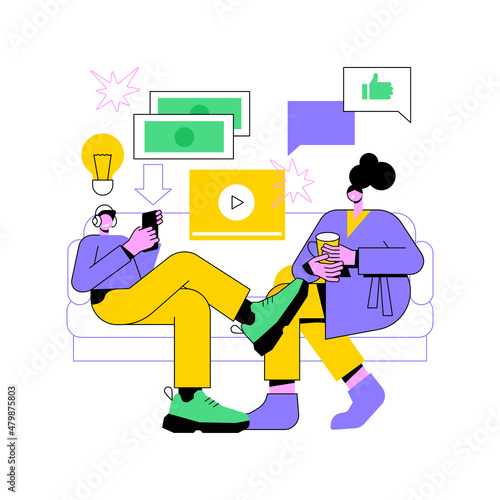 Millennials abstract concept vector illustration. Generation Y, digital native and social media, online communication, live with parents, career building, sharing economy abstract metaphor. photo