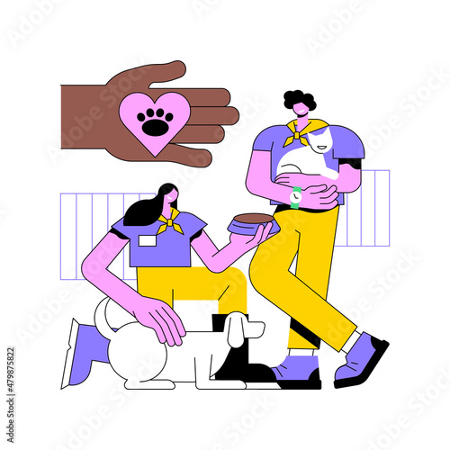 Volunteering abstract concept vector illustration. Volunteer project, community service, altruistic job activity, volunteering for animal shelter, non-profit social organization abstract metaphor.