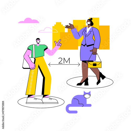 Social distancing abstract concept vector illustration. World coronavirus outbreak impact, self isolation, forced quarantine, communication ban, stay at home, do your part abstract metaphor.