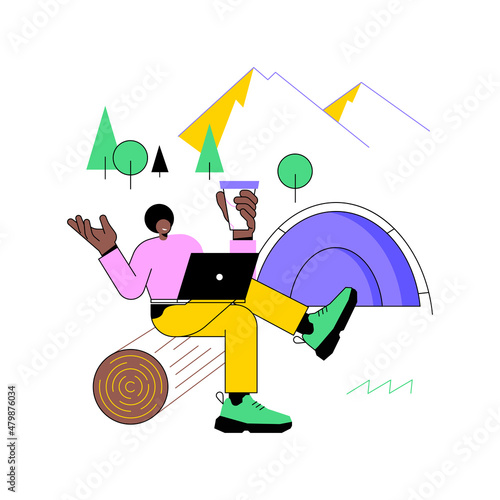Downshifting abstract concept vector illustration. Simple living, minimal lifestyle, escape from big city, no stress life, seasonal downshifting, reduce pressure, find balance abstract metaphor.