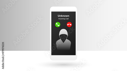 Incoming call from unknown caller on smartphone screen.