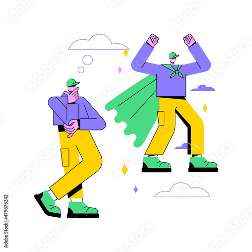 Self-esteem abstract concept vector illustration. Self-respect and self-worth, confidence, personality trait, subjective evaluation, personal value, judgement about oneself abstract metaphor.