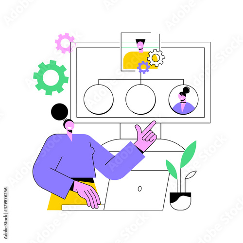 Organization abstract concept vector illustration. Self-organization ability, organize daily life, business management, teamwork planning, training personal skill, leadership abstract metaphor.