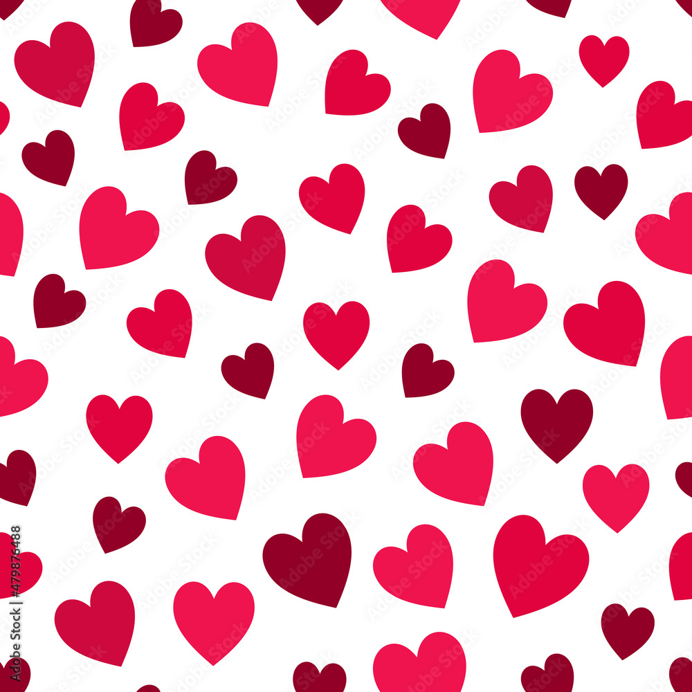 Seamless background of red hearts. Vector illustration