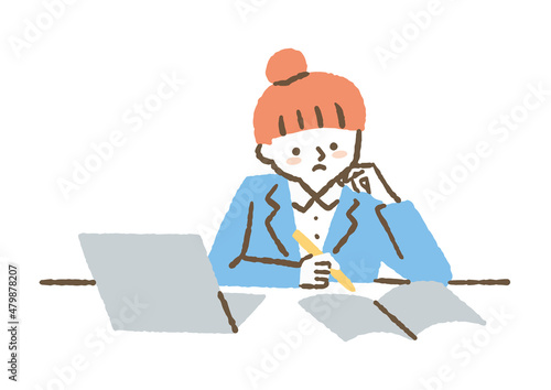 やる気が出ない女性会社員_色