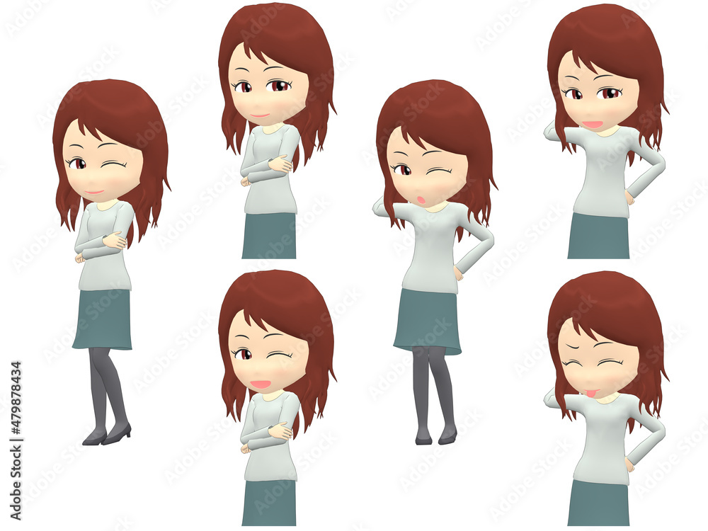 Fototapeta premium [Pose A] Woman knitwear wavy hair front
