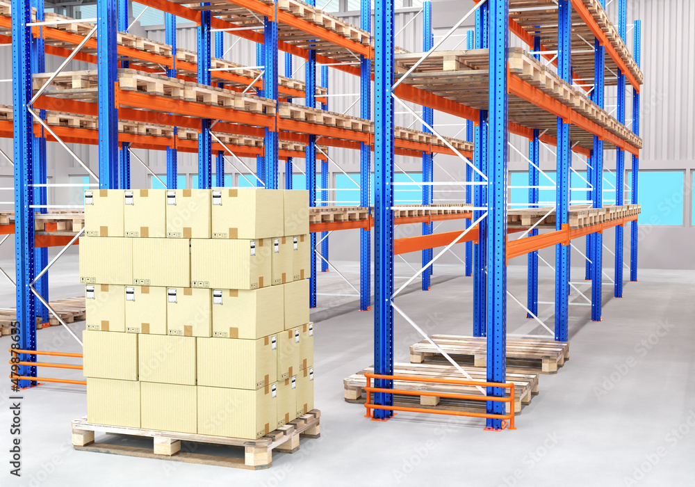Warehouse space. Delivery service warehouse. Logistic business