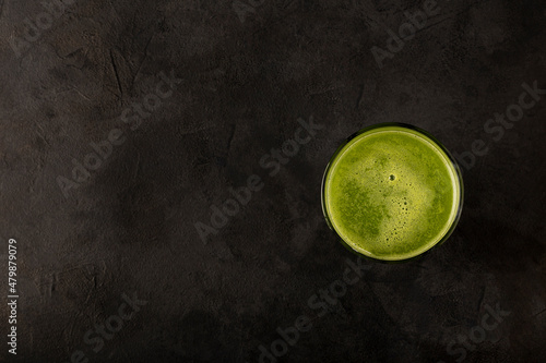 Healthy detox smoothie in glass cup. Detox drink.