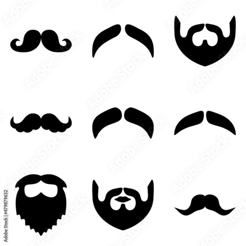 Beards&mustache Flat Icon Set Isolated On White Background