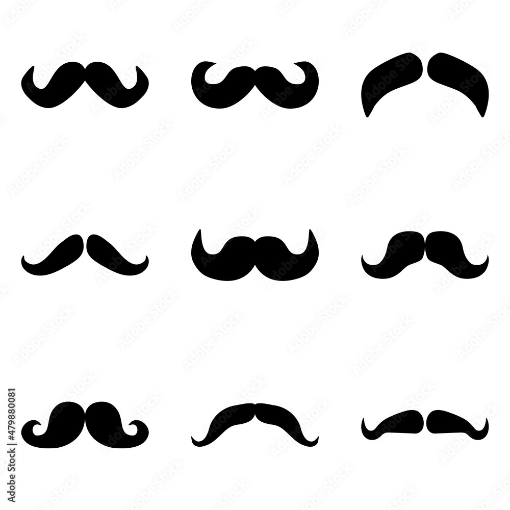 Mustache Flat Icon Set Isolated On White Background Mustache Flat Icon Set Isolated On White Background