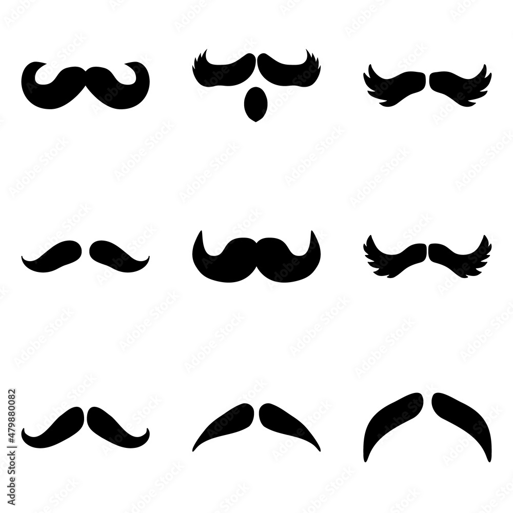 Mustache Flat Icon Set Isolated On White Background Mustache Flat Icon Set Isolated On White Background
