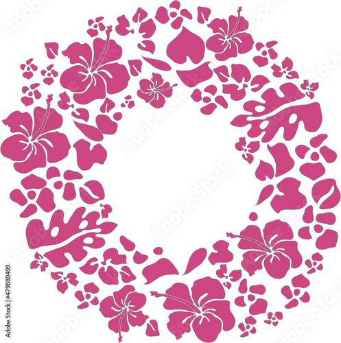 ピンクのハワイアンな花ドーナツ