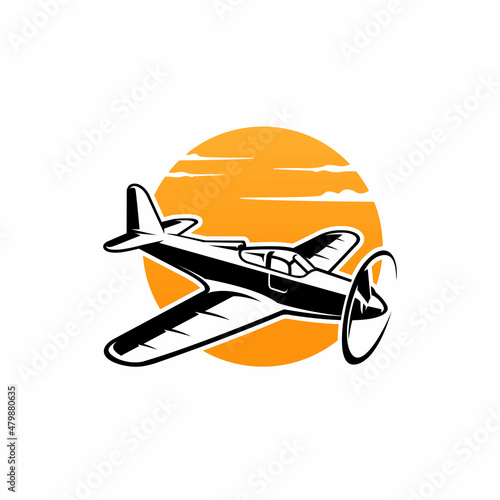 Small plane vector illustration. single engine propelled aircraft.
