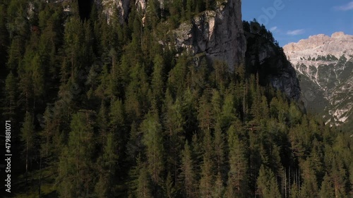 4K drone view of Italian alps (Dolomites), a popular tourist destination