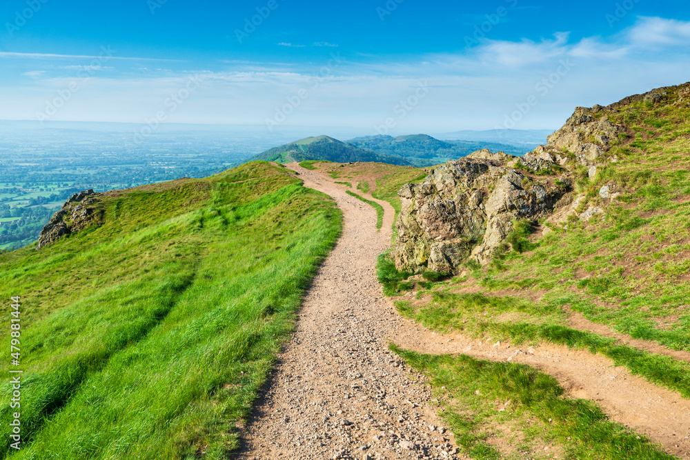 Malvern Hills,looking south from Worcestershire Beacon,England,UK.