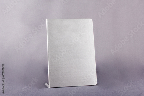 Silver book moleskin agenda in vertical position