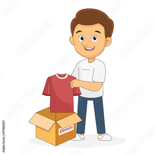 Man with box for charity and donation