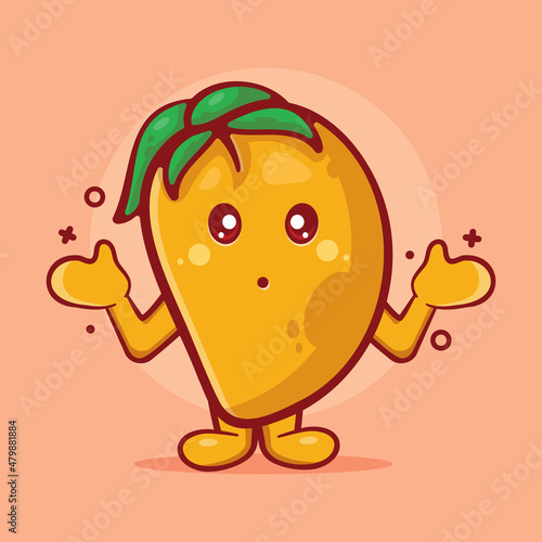 kawaii mango fruit character mascot with confused gesture isolated cartoon in flat style