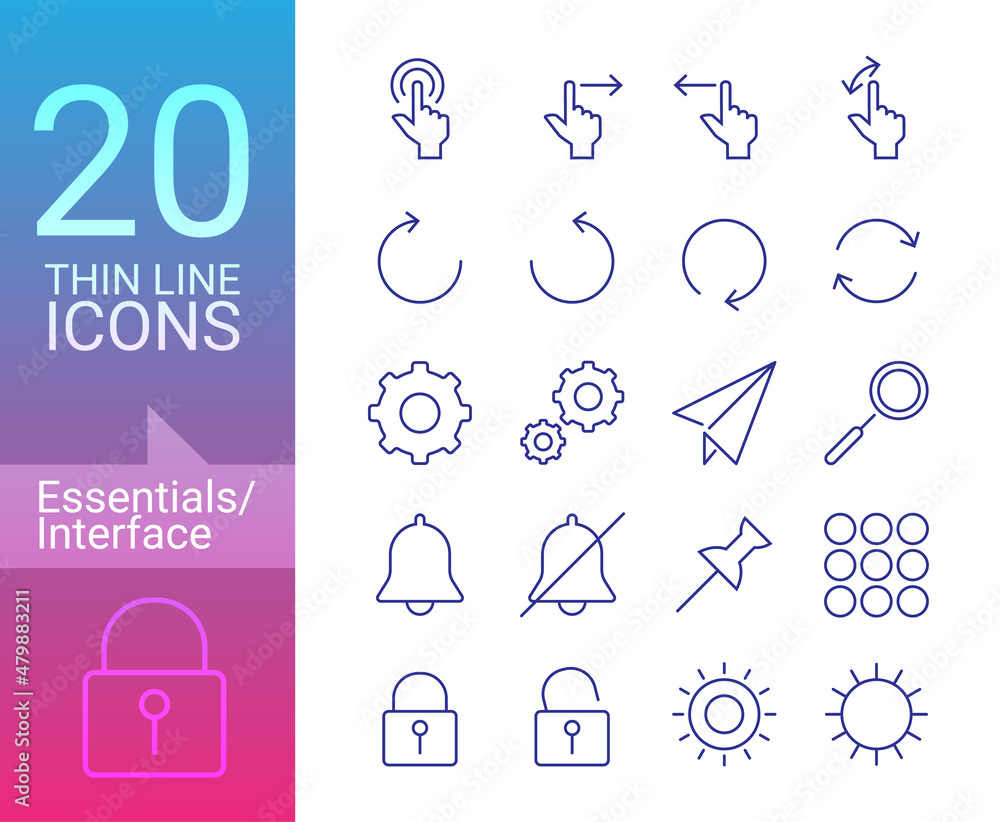 Thin Line Interface Icons set Thin Line Interface Icons set