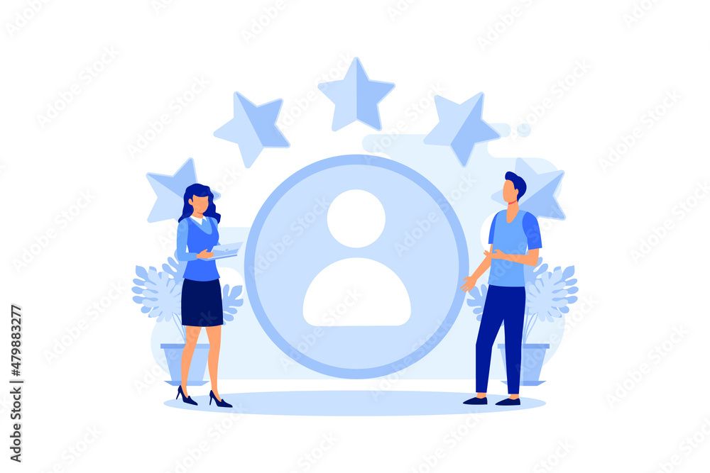 a vote, measurement of customer satisfaction and star rating, satisfactory rating, hand shows a class sign flat vector a vote, measurement of customer satisfaction and star rating, satisfactory rating, hand shows a class sign flat vector