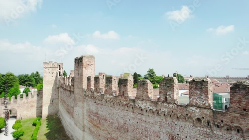 4K drone view of the medieval walled city Cittadella