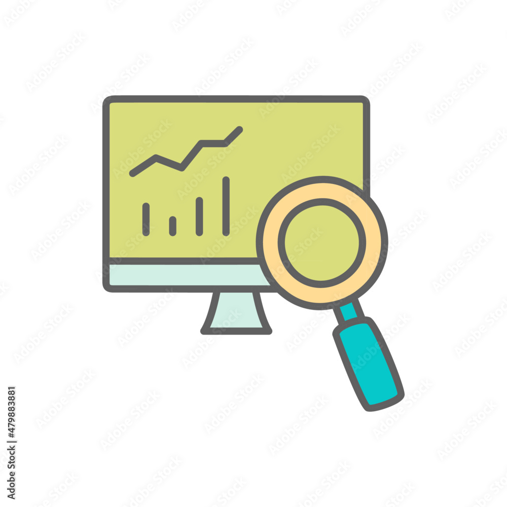 Research Icon in color icon, isolated on white background Research Icon in color icon, isolated on white background