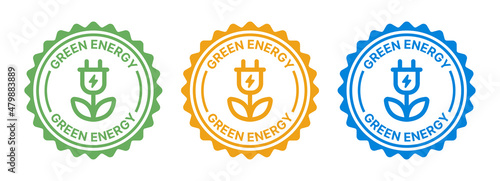 Canvas Print Green energy label stamp icon set. Alternative sign