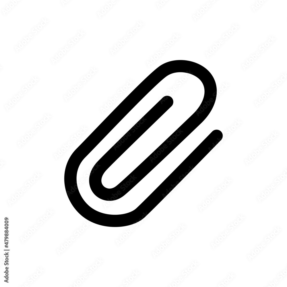 Paperclip Icon in black flat glyph, filled style isolated on white background Paperclip Icon in black flat glyph, filled style isolated on white background