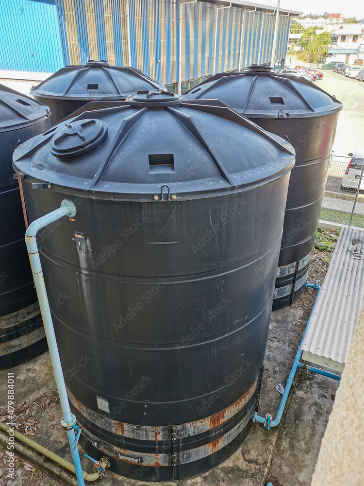 Big black water supply tanks for industrial factory used. Big black water supply tanks for industrial factory used.