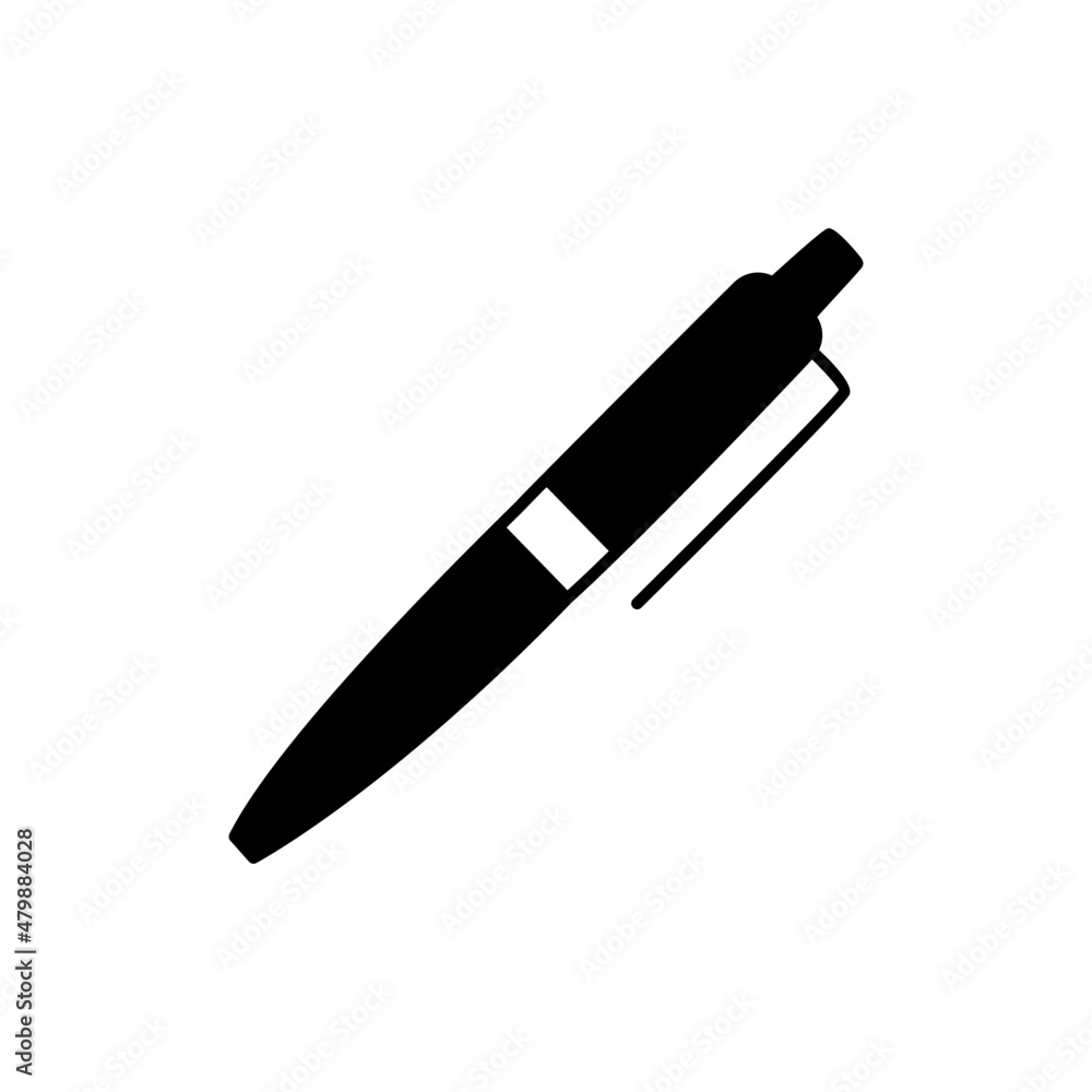 Pen Icon in black flat glyph, filled style isolated on white background Pen Icon in black flat glyph, filled style isolated on white background