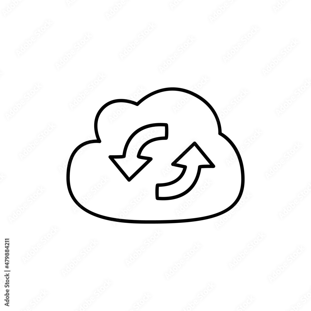 Sync Icon in black line style icon, style isolated on white background Sync Icon in black line style icon, style isolated on white background
