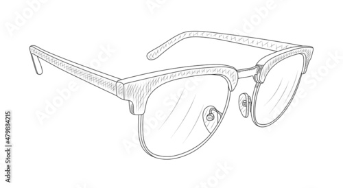 Hand drawn glasses vector sketch. Vintage accessory.