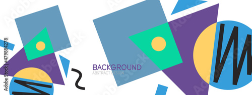 Abstract background. Blocks, lines, triangles, circles composition. Techno or business concept for wallpaper, banner, background, landing page