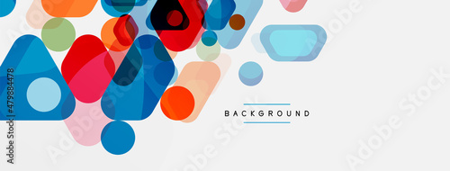 Color bubbles and rounded geometric shapes on white. Vector geometric minimal abstract background for wallpaper, banner, background, landing page